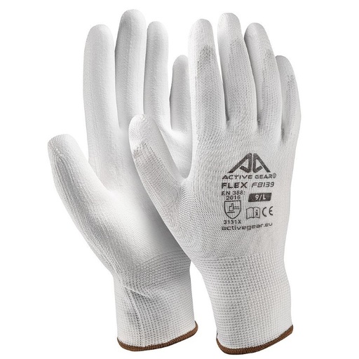 [P000554] Baltos poliuretano pirštinės XXL (72-F8141)